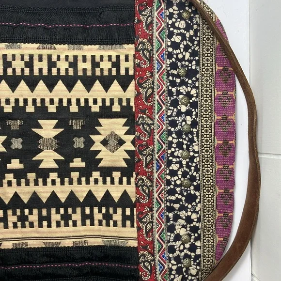 Free People Fold Over Studded Boho Chic Tote Bag Tapestry Rug Bag - Picture 6 of 11